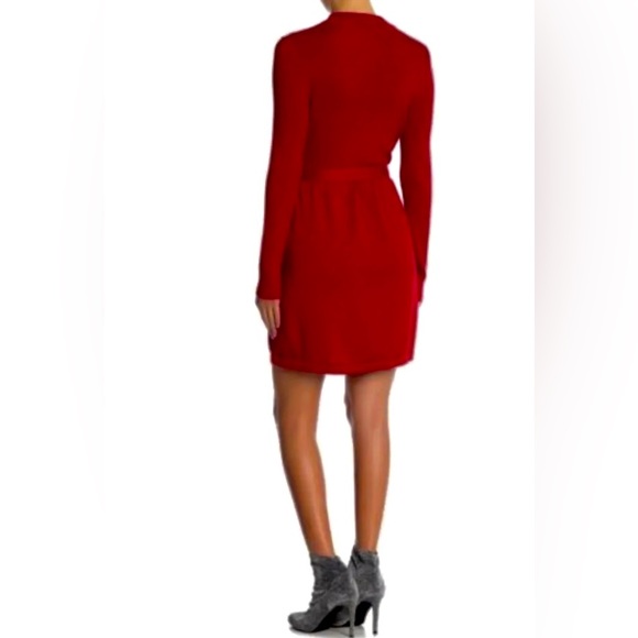 Free People Long Sleeve French Girl Ribbed Knit Mock Neck Mini Dress Sparkle Red - Picture 8 of 11
